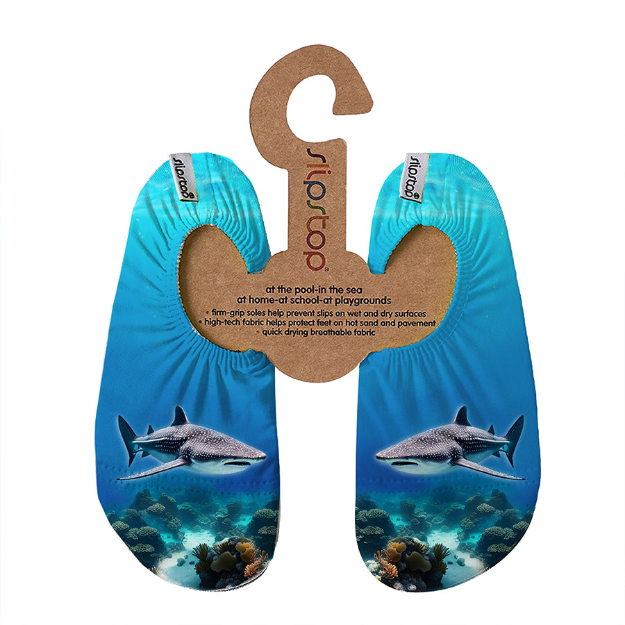 Slipstop Shark Print Junior Shoes - Multicolor