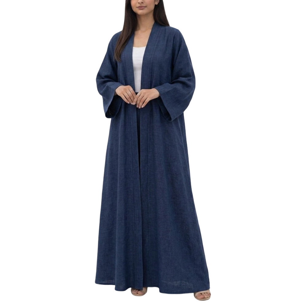 Veronica - Women's Linen Abaya - Navy Blue