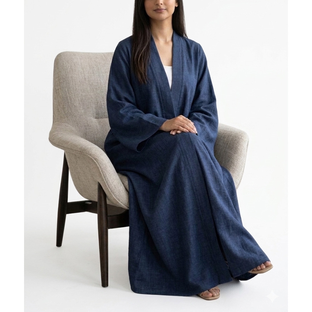 Veronica - Women's Linen Abaya - Navy Blue