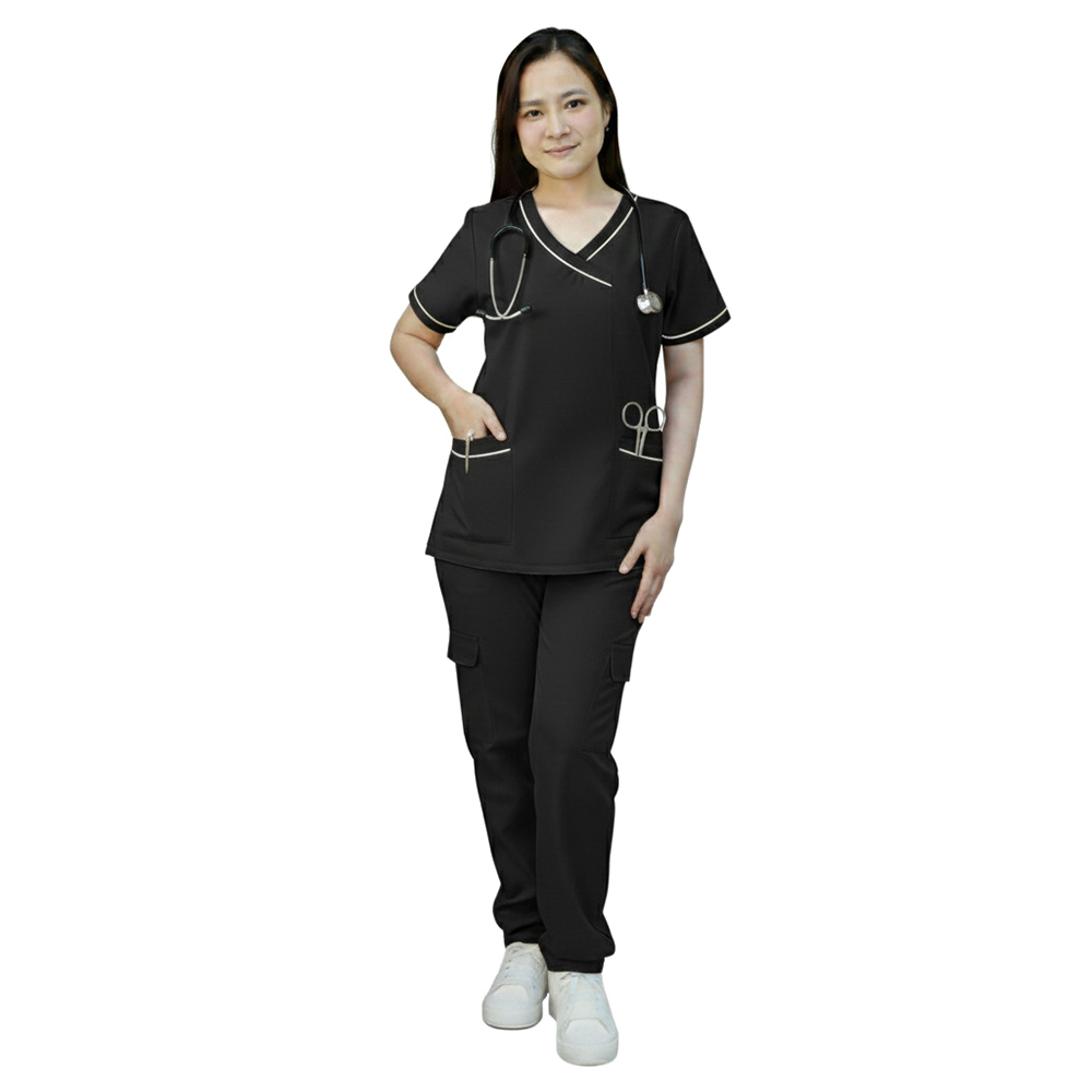 Veronica 2pc-Set - Women's Scrub Uniform With Neck Piping