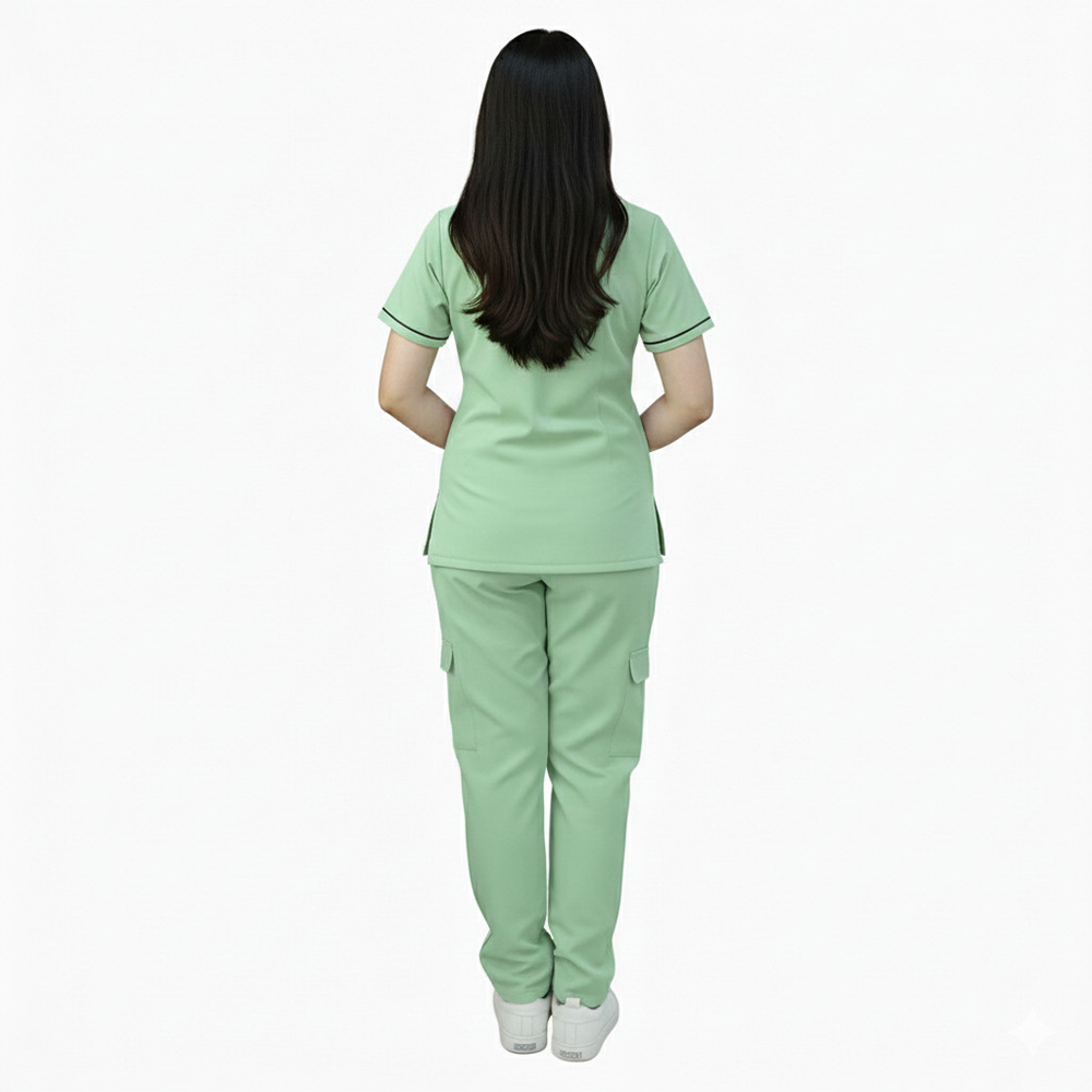 Veronica - 2pc-Set - Women's Scrub Uniform With Neck Piping - Light Green