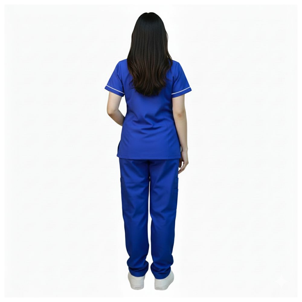 Veronica 2 pc-Set - Uniform Scrub With Neck Piping - Mint Blue