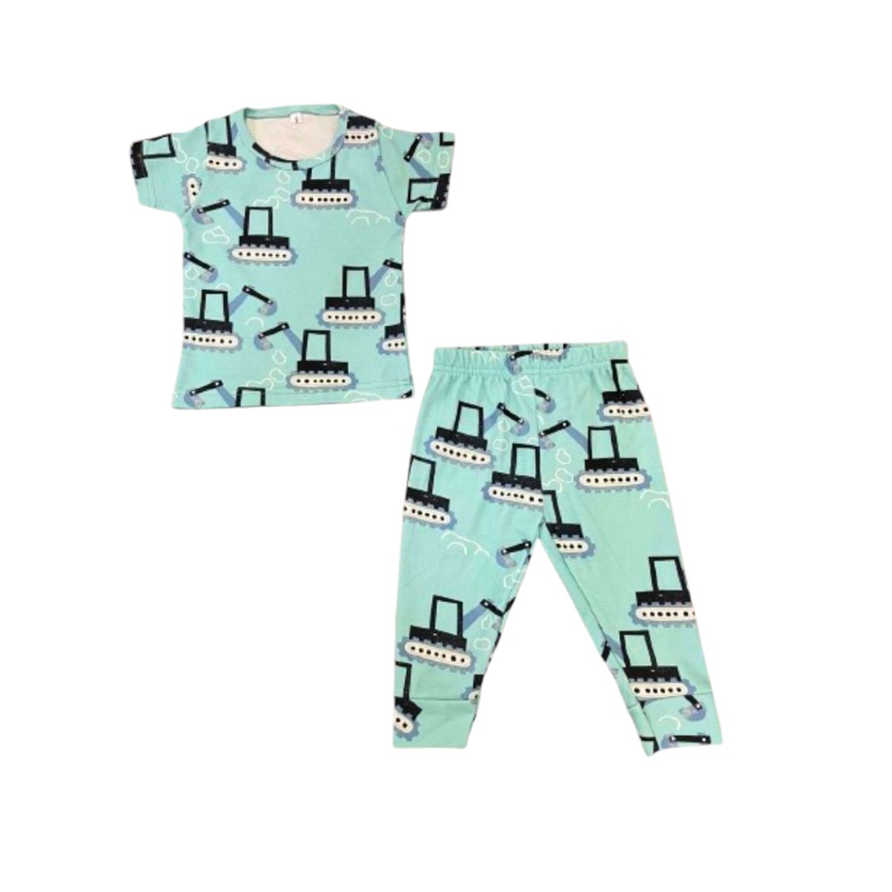 Veronica Pyjama Set Crane Print 2 Pcs - Light Blue