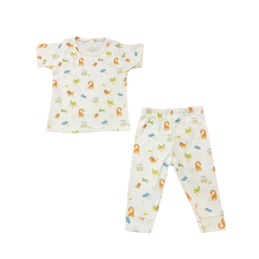 Veronica Pyjama Set Dinosaur & Lion Print White/Multi 2 Pcs