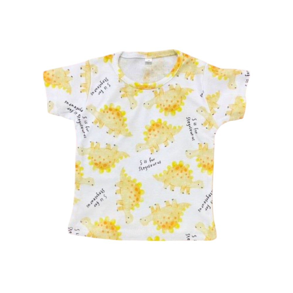 Veronica Pyjama Set Dinosaur Print White/Yellow 2 Pcs