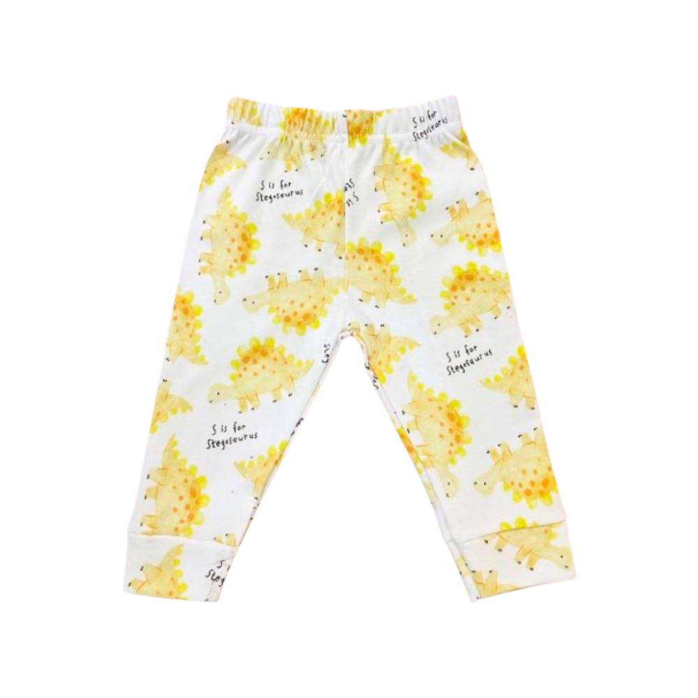 Veronica Pyjama Set Dinosaur Print White/Yellow 2 Pcs