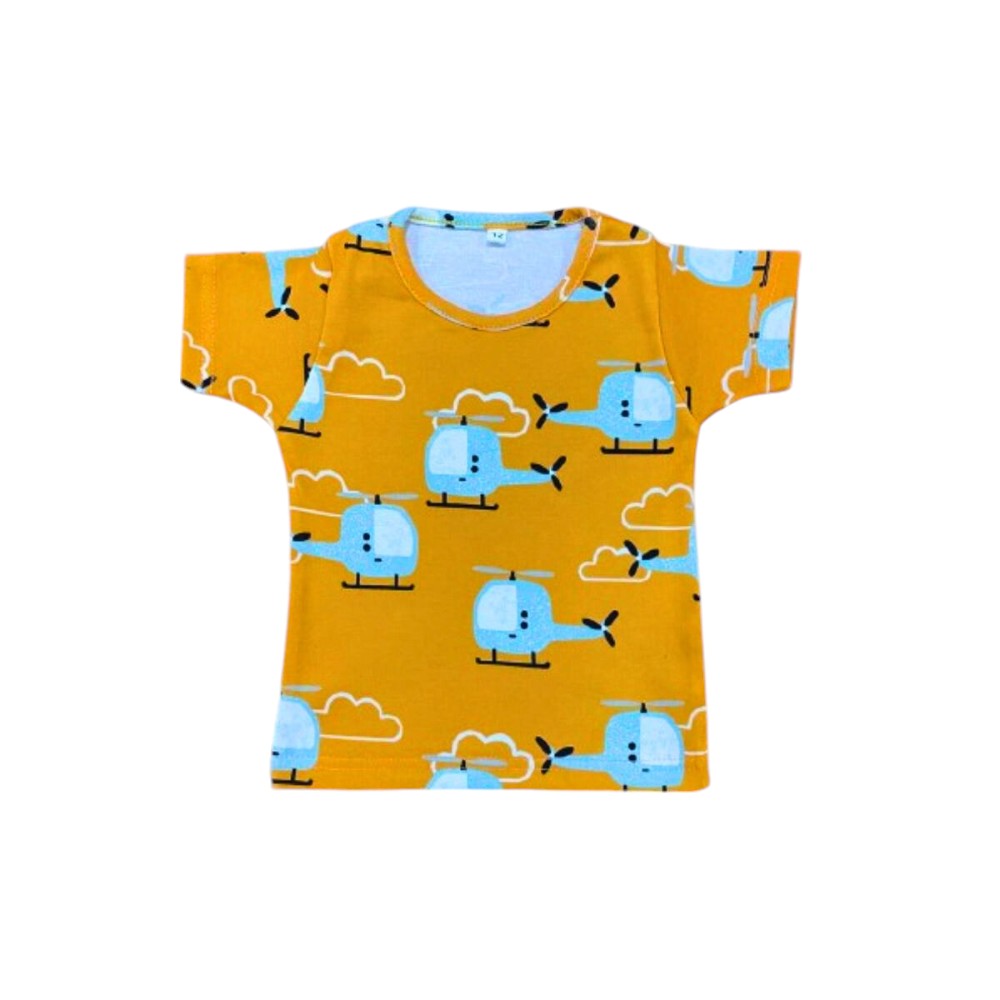 Veronica Pyjama Set Helicopter Print 2 Pcs - Orange
