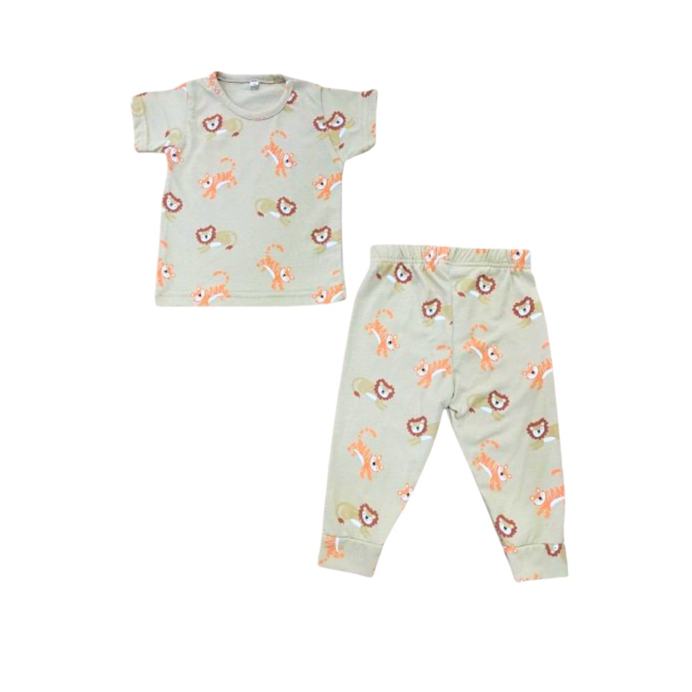 Veronica Pyjama Set Tiger Print 2 Pcs - Grey
