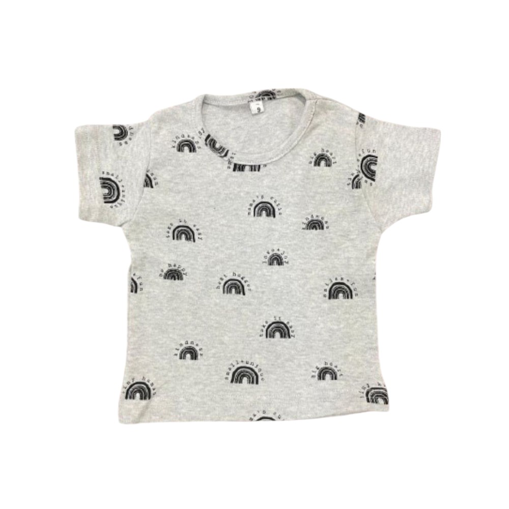 Veronica Pyjama Set Rainbow Print Grey 2 Pcs - Grey