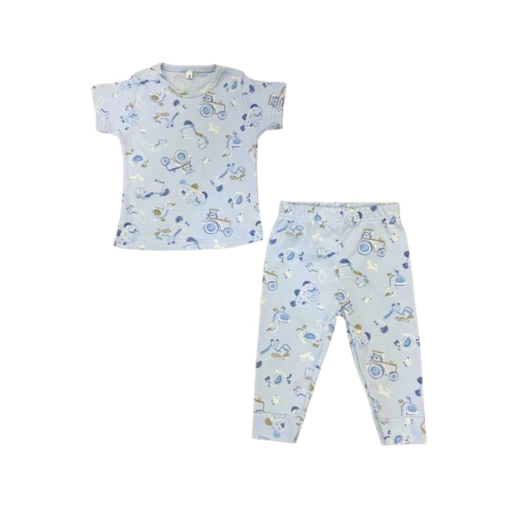 Veronica Pyjama Set Farm Theme 2 Pcs - Light Blue
