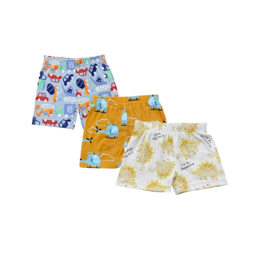 Vincent Cars, Helicopter, & Dinosaur Print Shorts - 3 Pcs