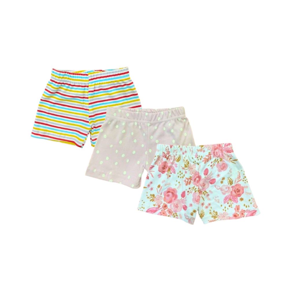 Vincent Stripes, Polka Dots, & Floral Print Shorts - 3 Pcs