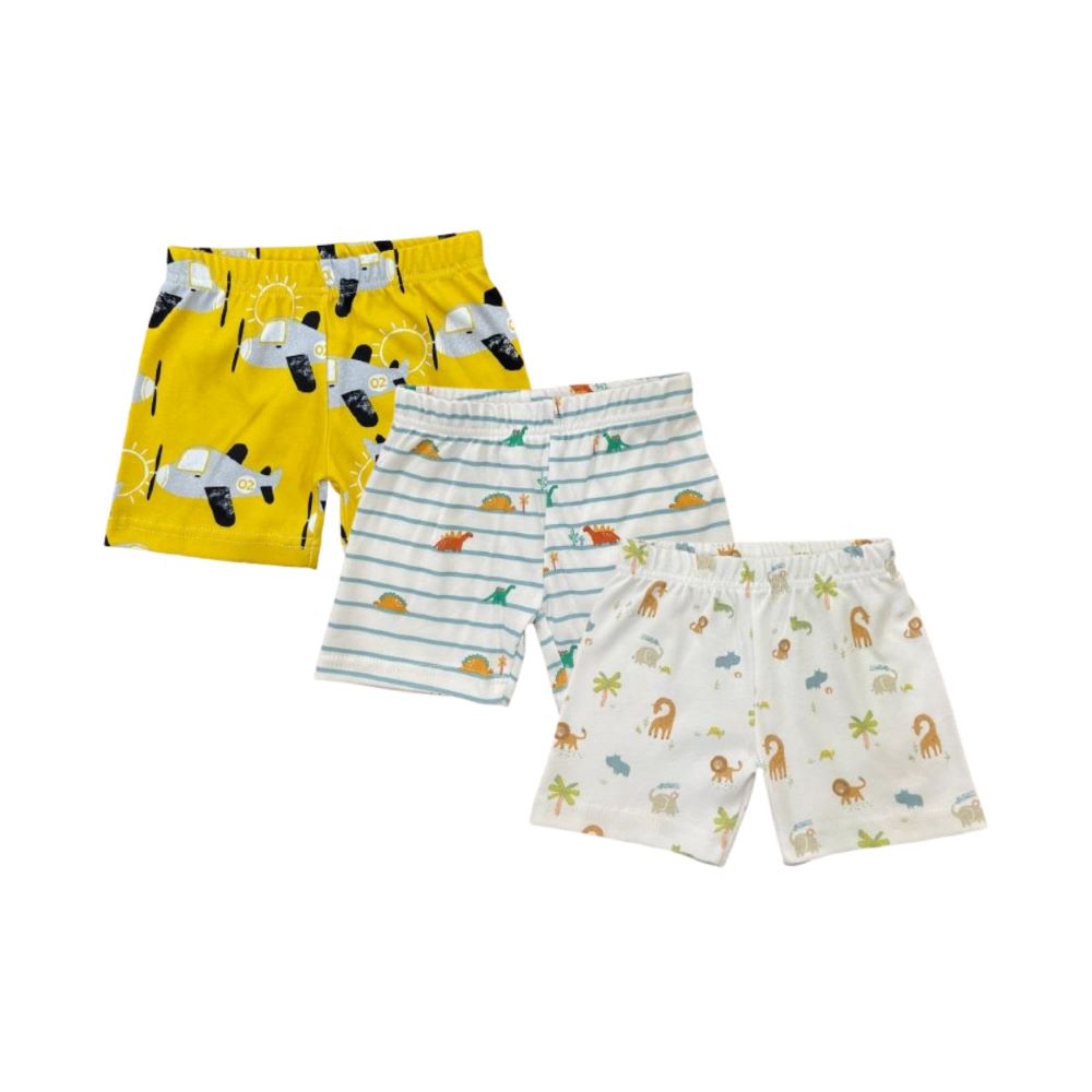 Vincent Airplane, Dinosaur, & Safari Animal Print Shorts - 3 Pcs