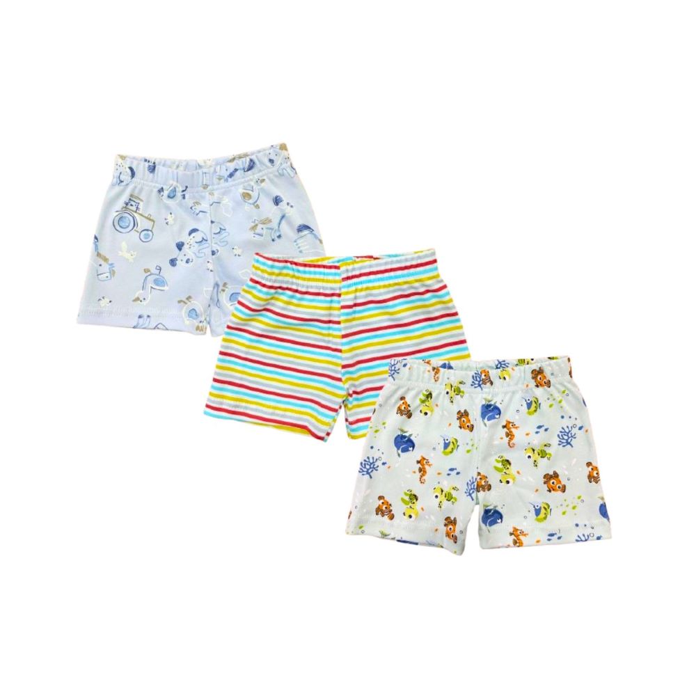 Vincent Ocean Adventure, Rainbow Stripes, & Sea Animal Print Shorts - 3 Pcs