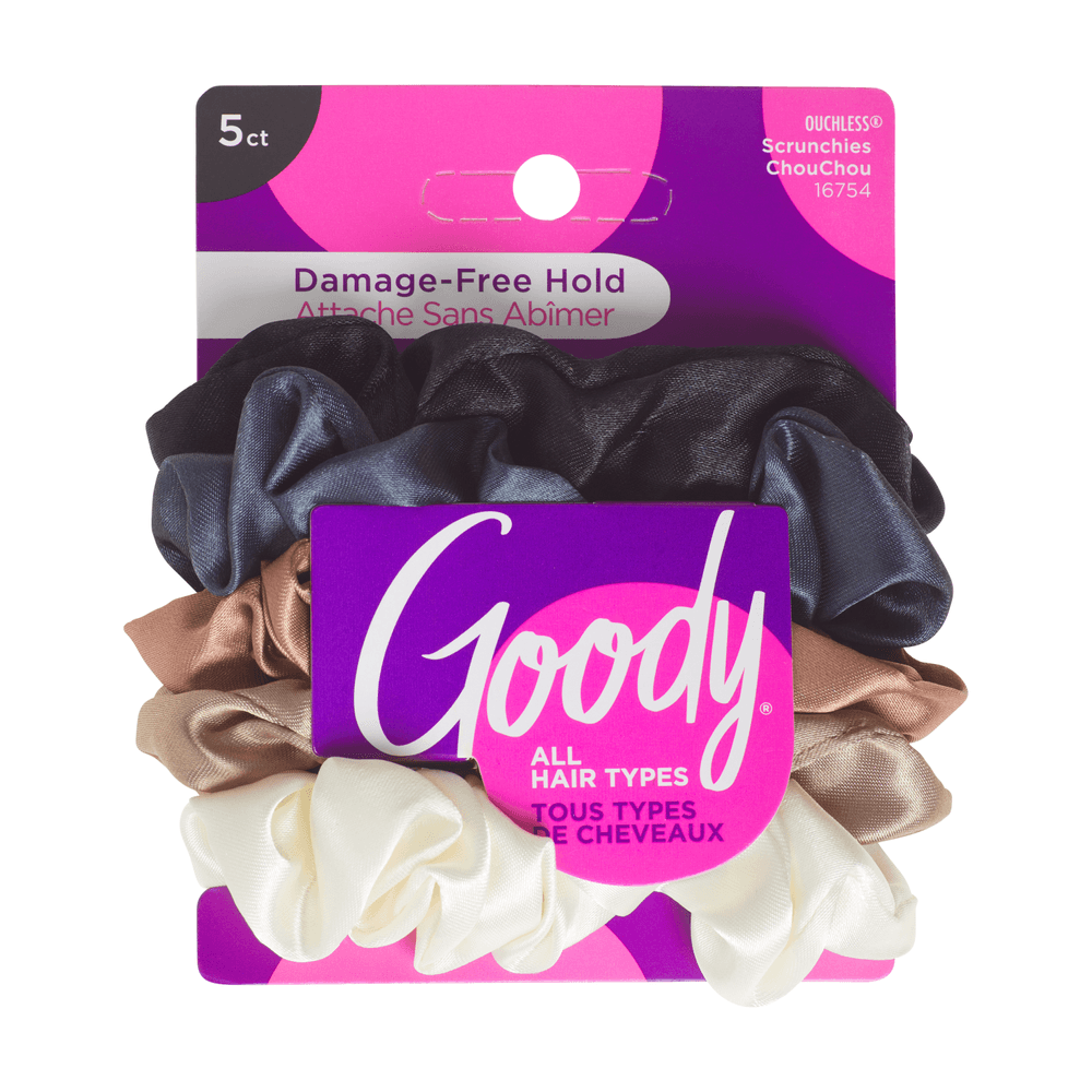 Goody - Ouchless Satin Scrunchies - Color May Vary - 5 Pcs