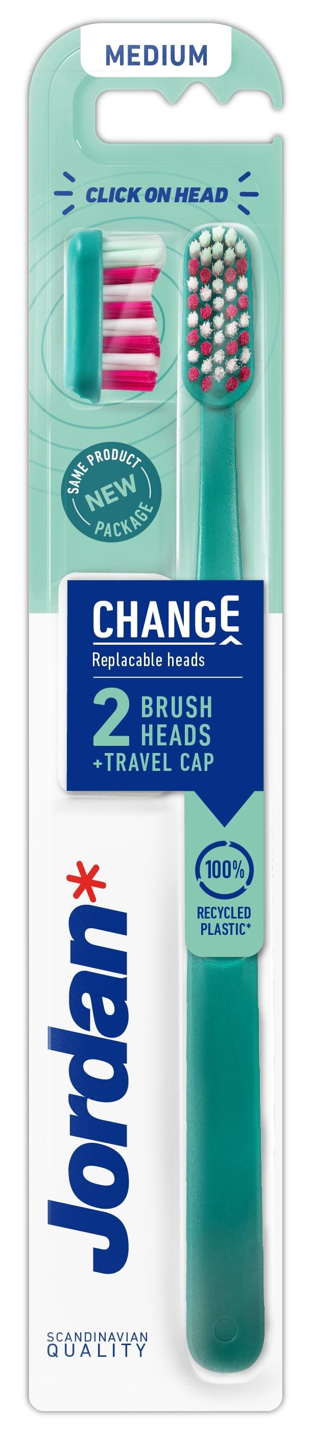 Jordan - Change Toothbrush with 2 Heads - Medium - 1pc - Color May Vary