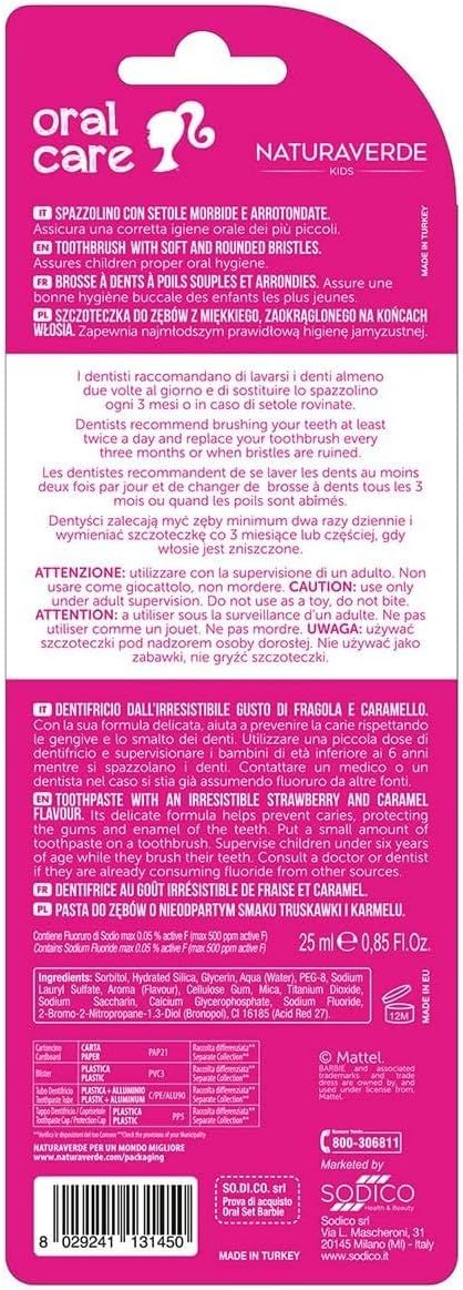 Naturaverde - Barbie Toothpaste And Toothbrush Kit