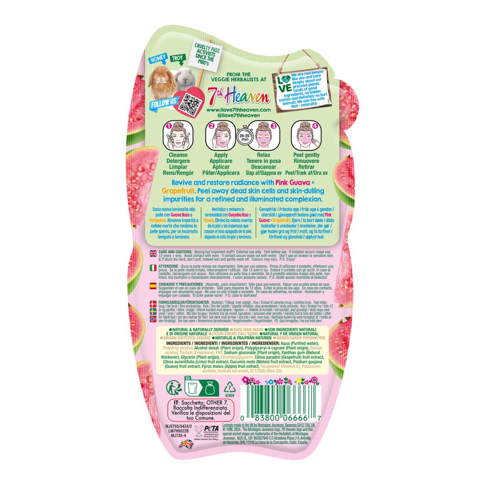 7th Heaven - Radiance Restore Pink Guava Peel-off Mask - 10ml
