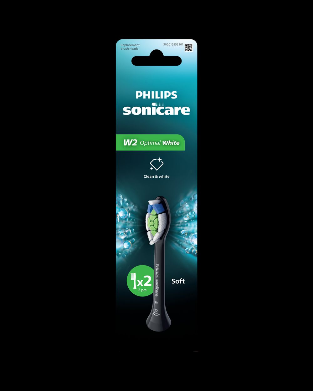 Philips Sonicare - W2 Optimal White Replacement Brush Heads - Black - 2 Pcs