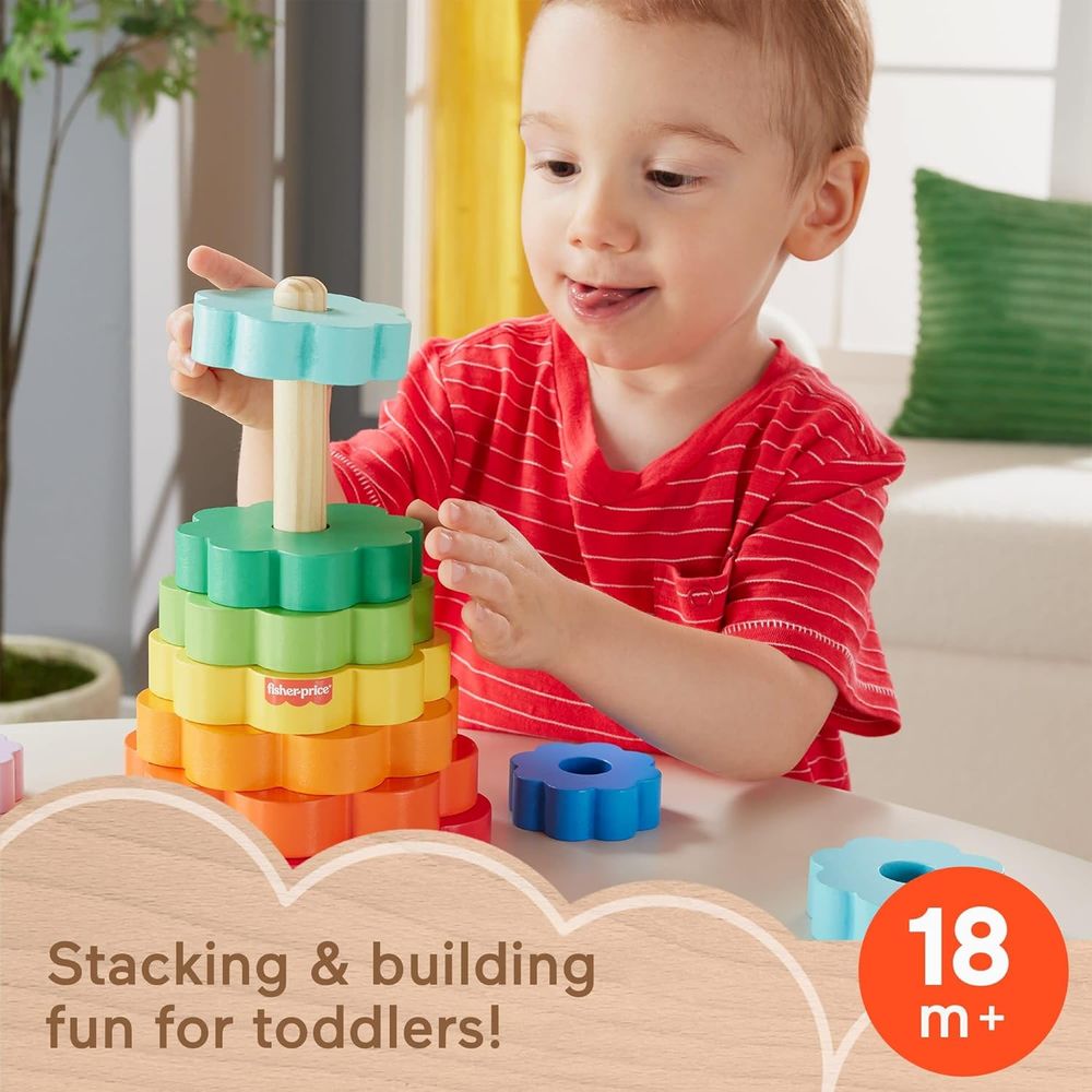 Fisher-Price Ten Ring Wooden Stacking Activity Toy