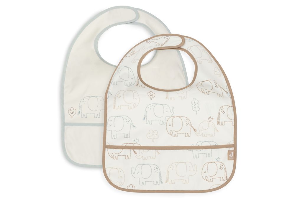 Jollein Elephant Tales Waterproof Bibs - Pack Of 2