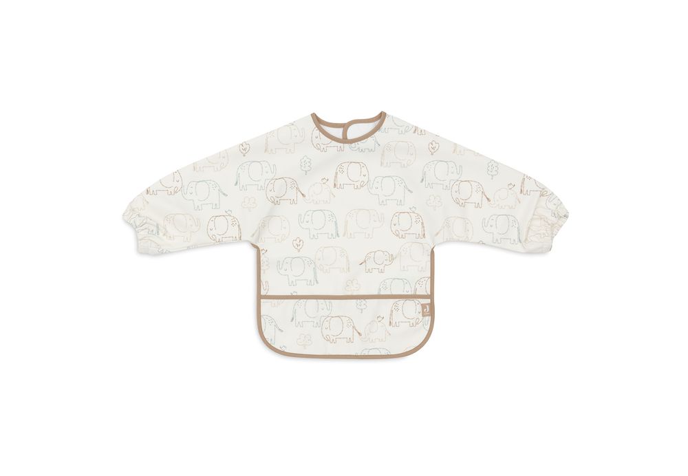 Jollein Elephant Tales Waterproof Bib With Sleeves - White
