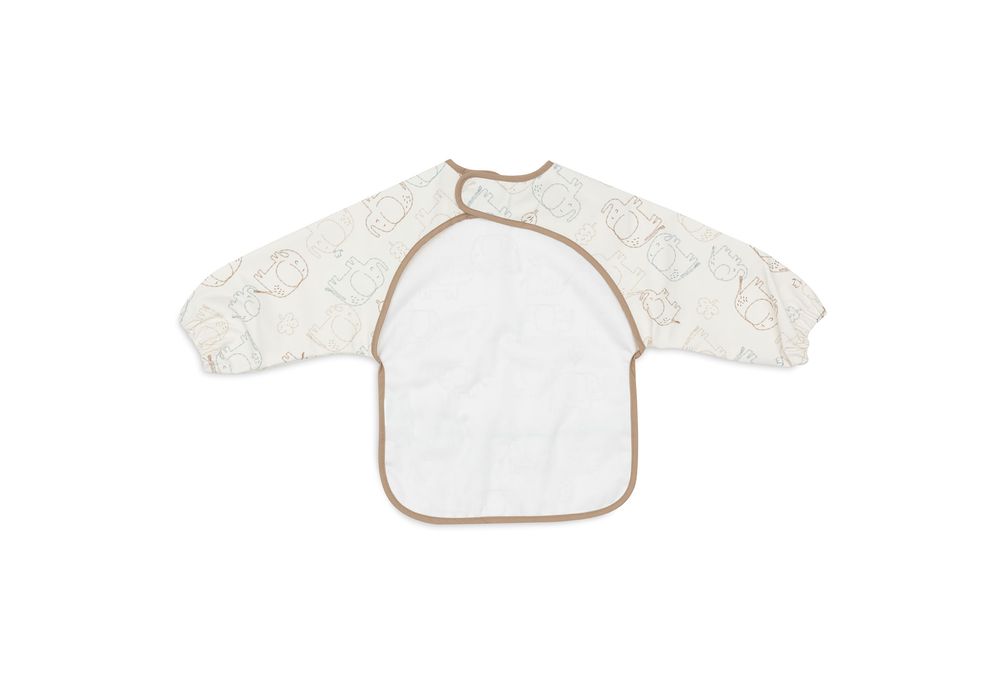 Jollein Elephant Tales Waterproof Bib With Sleeves - White
