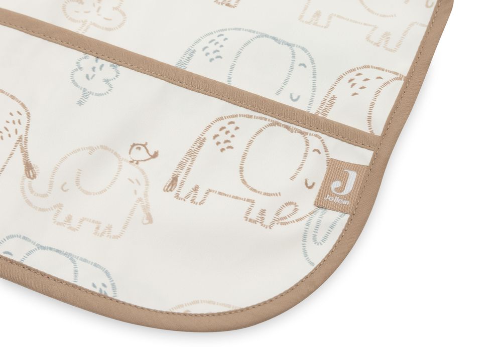 Jollein Elephant Tales Waterproof Bib With Sleeves - White