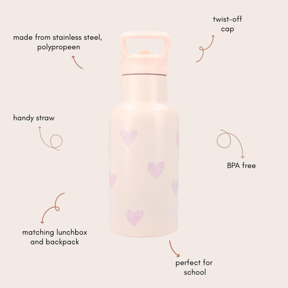 Kidzroom - Kids Stainless Steel Bottle - Magical Meadows - Pink - 350 ml
