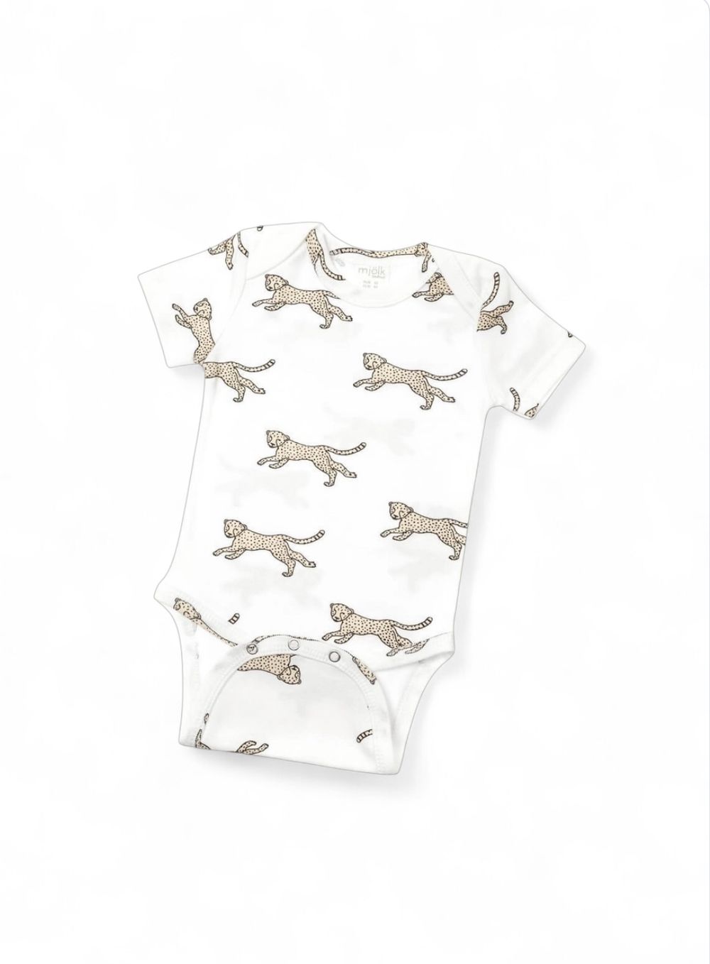 Mjolk Leopard Printed Short Sleeves Bodysuit - White