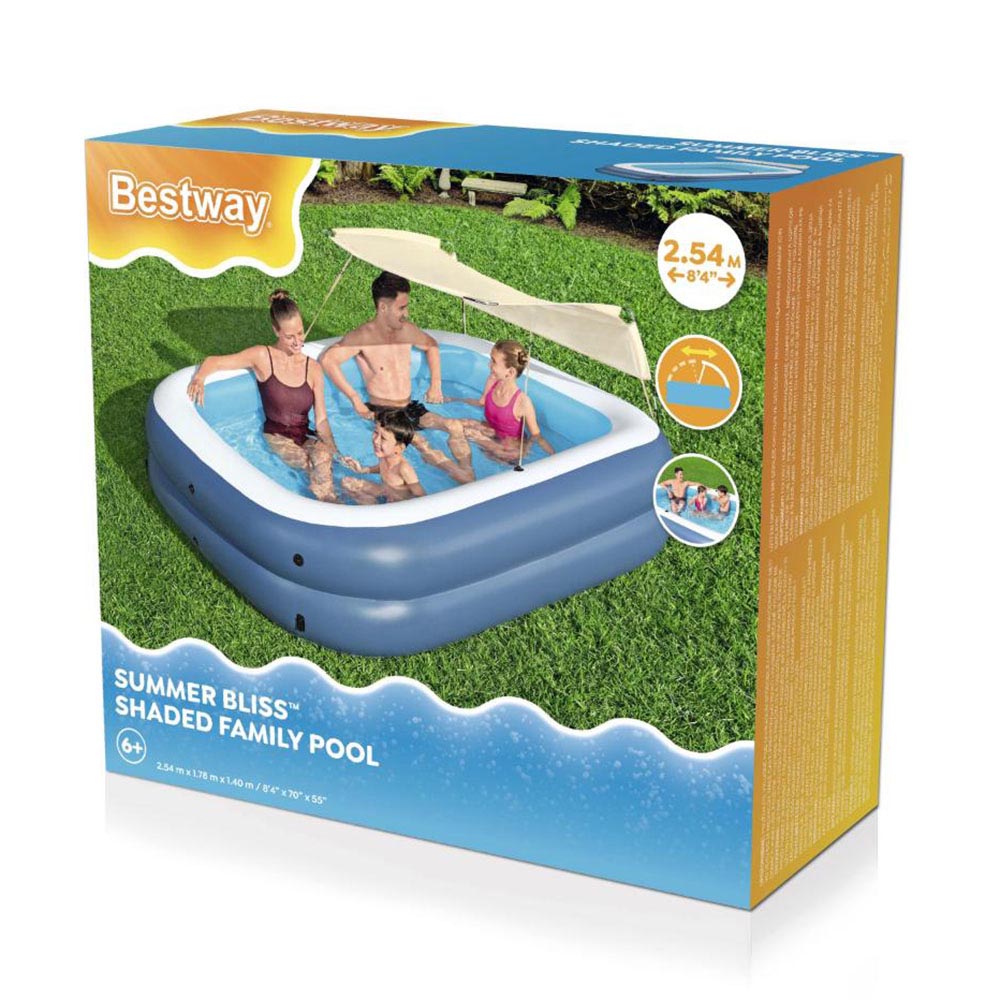 Bestway - Summer Bliss Shaded Inflatable Family Pool - Blue - 254x178x140 cm