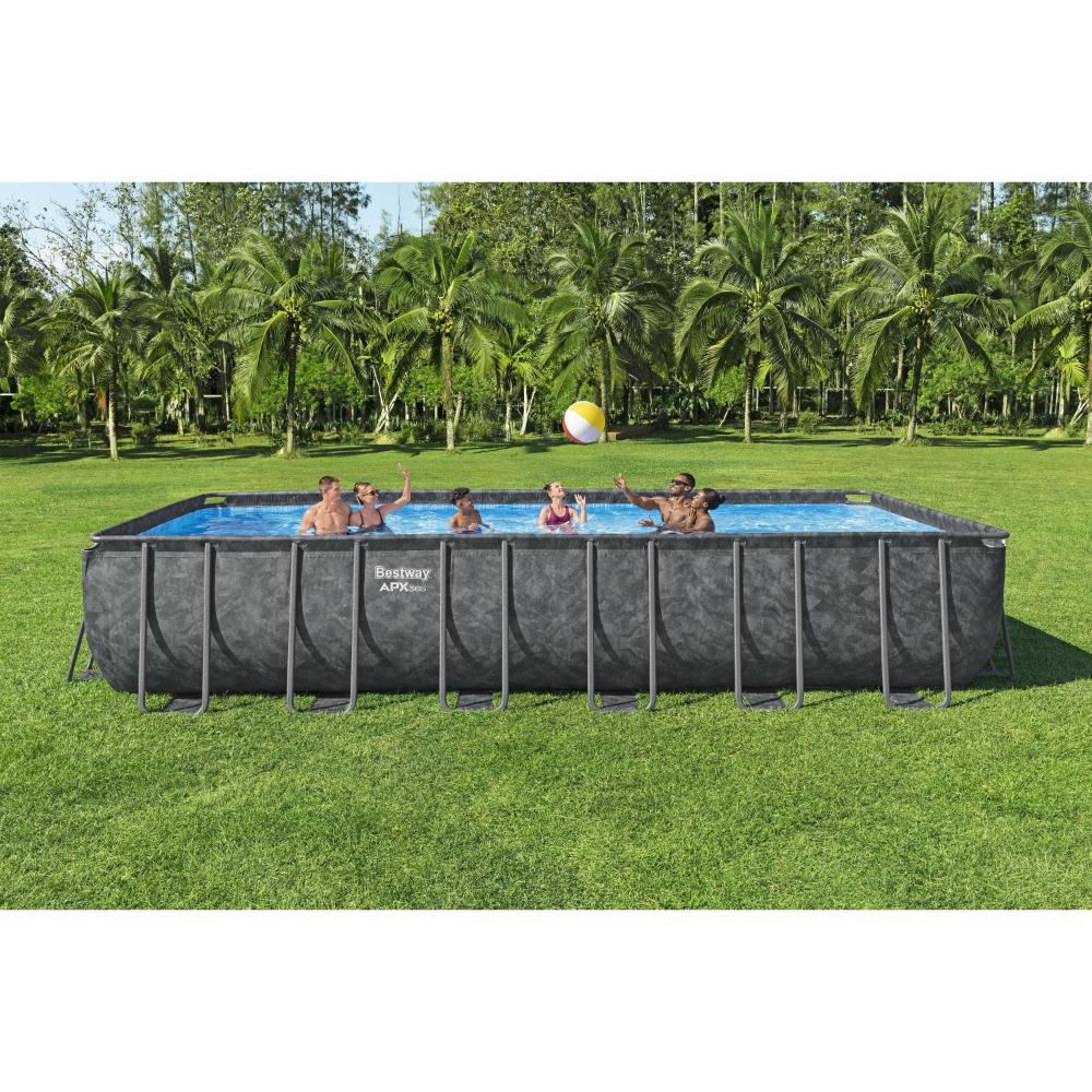 Bestway - Rectangular Swimming Pool Set - Grey