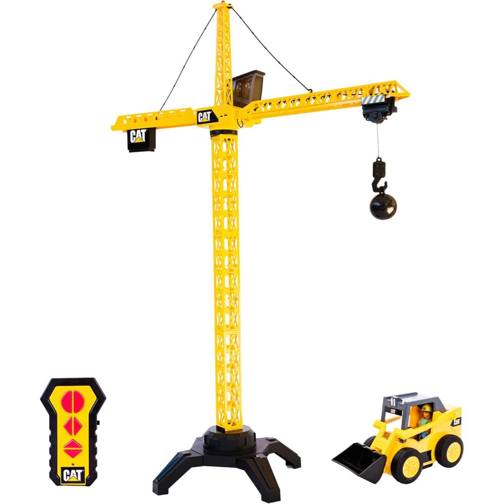 Cat Toys - Workforce Remote Control Jumbo Tower Crane With Mini Figure And Construction Vehicle Playset