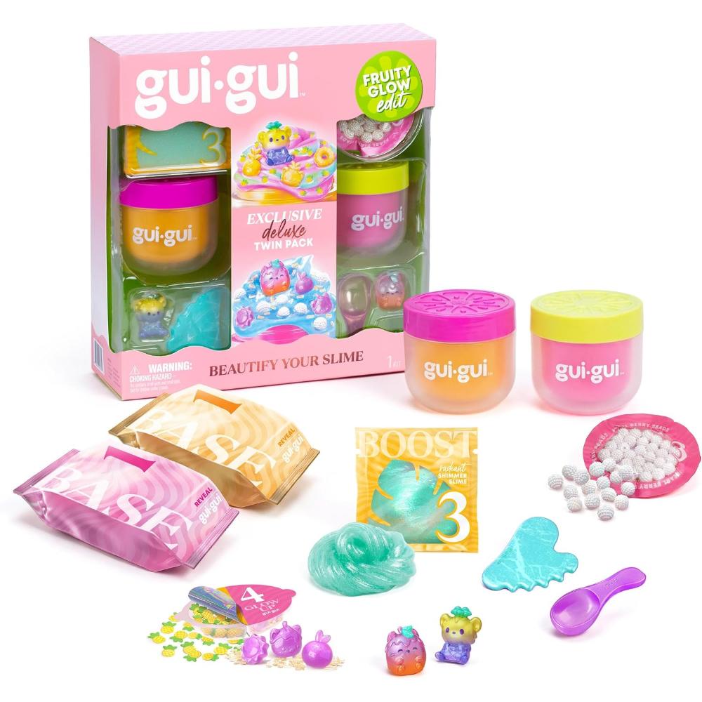 Moose Toys - Gui-Gui Fruity Glow Edit Deluxe Collectible Slime Set - Style May Vary - 13 Pc Set