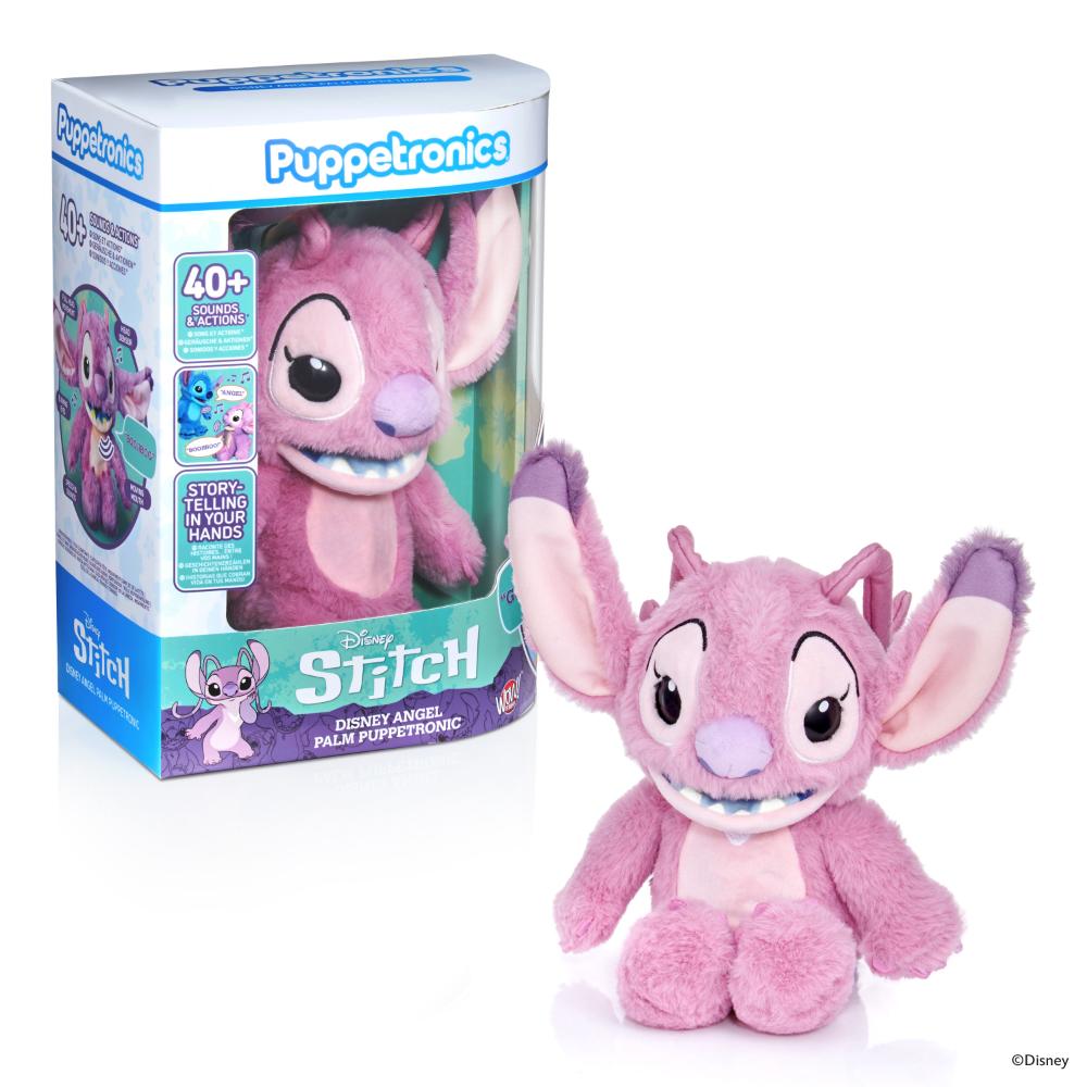 Disney - Puppetronic Stitch Realfx Palm Angel Interactive Plush Toy - Pink - 21 cm