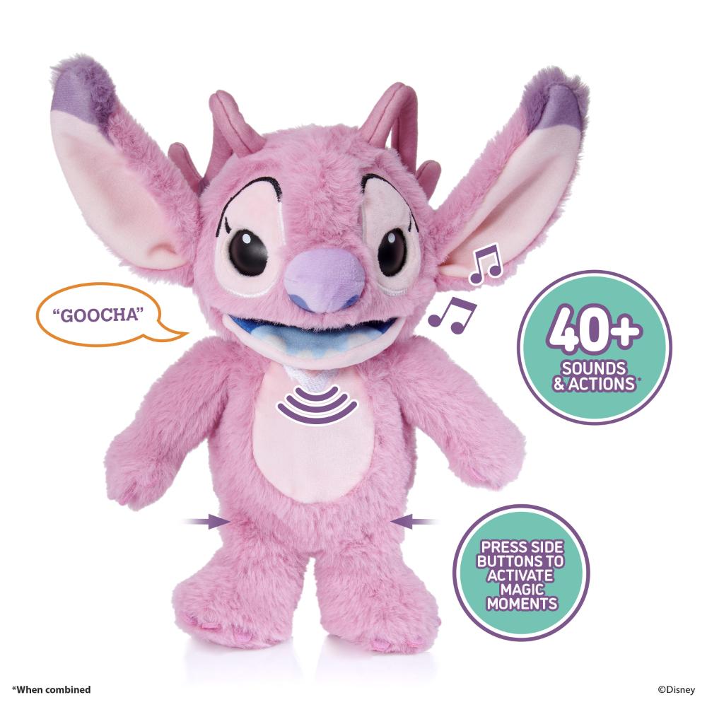 Disney - Puppetronic Stitch Realfx Palm Angel Interactive Plush Toy - Pink - 21 cm