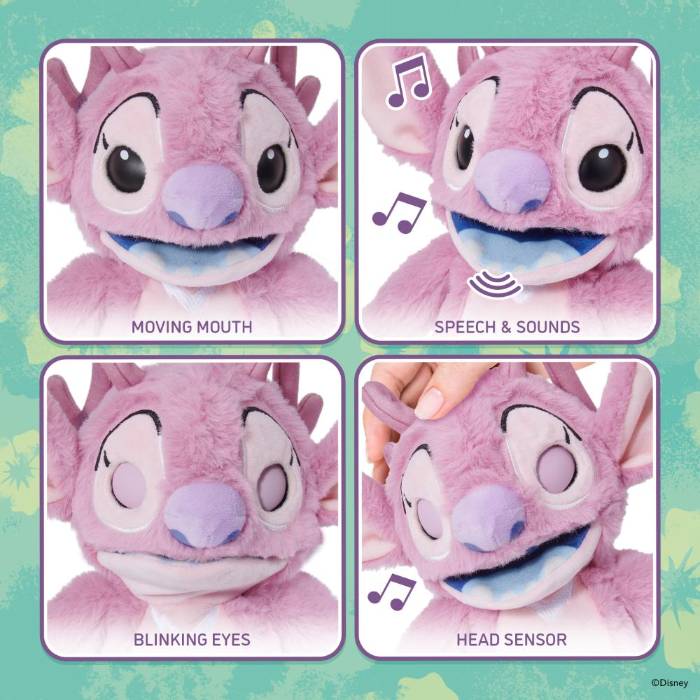 Disney - Puppetronic Stitch Realfx Palm Angel Interactive Plush Toy - Pink - 21 cm