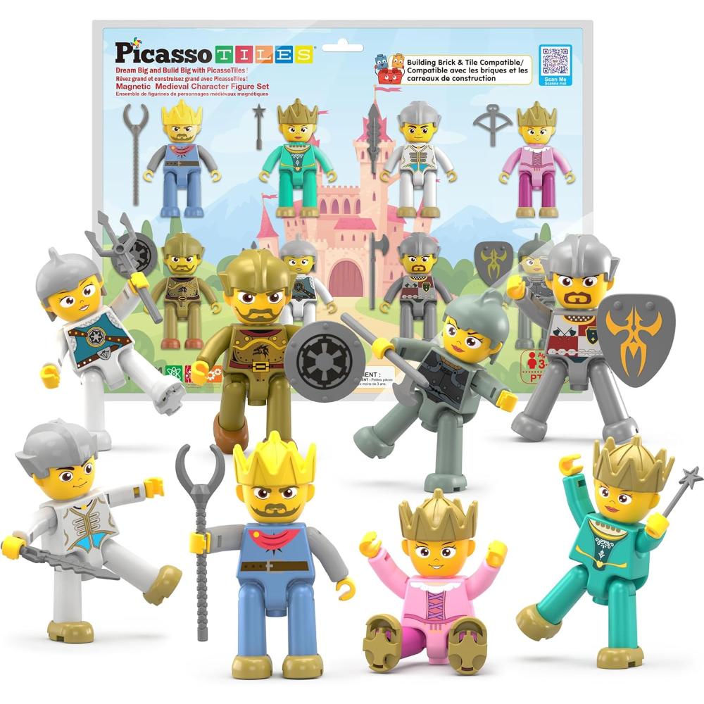 Picasso Tiles Magnetic Medieval Character Figures Set - Multicolor - 16 Pcs