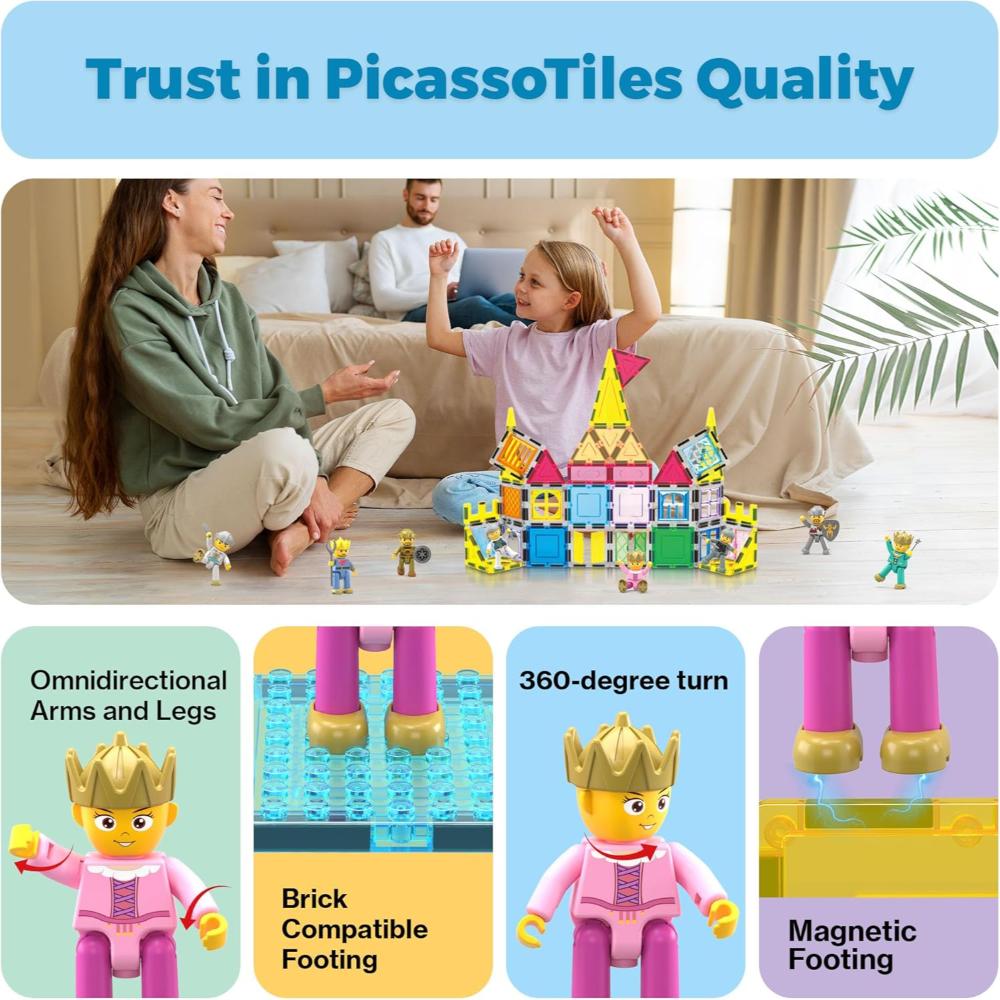 Picasso Tiles Magnetic Medieval Character Figures Set - Multicolor - 16 Pcs