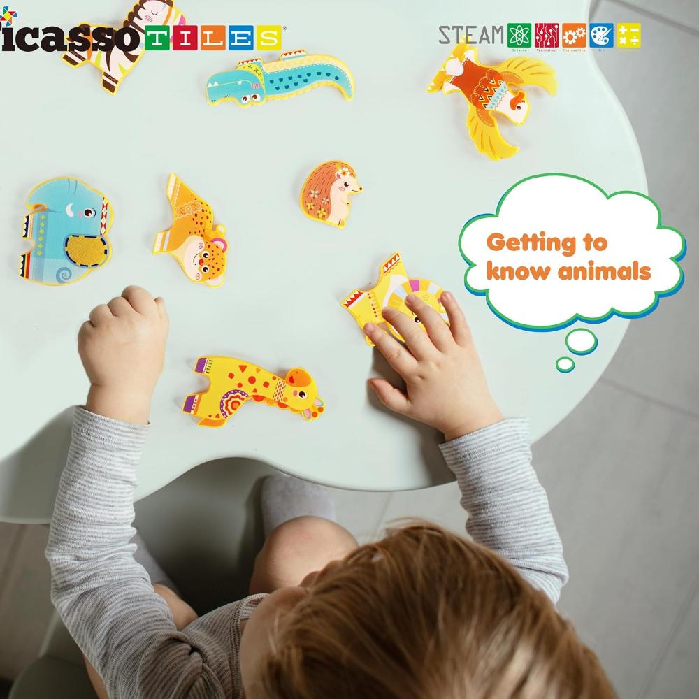 Picasso Tiles Magnetic Block Safari Animals - 8 Pcs
