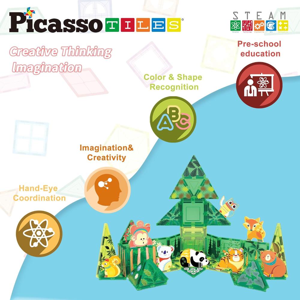 Picasso Tiles Magnetic Block Forest Animals - 8 Pcs