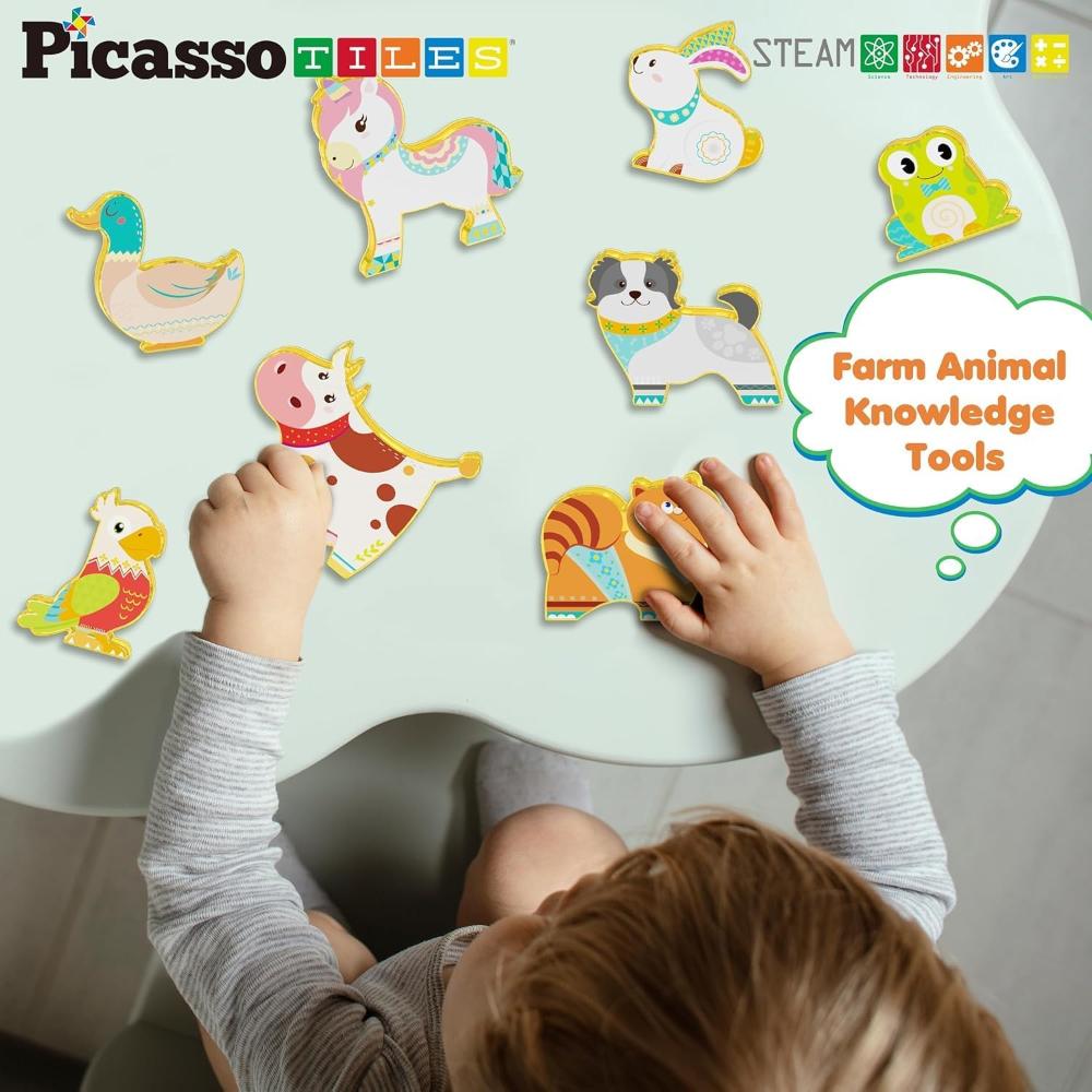 Picasso Tiles Magnetic Block Farm Animals - 8 Pcs