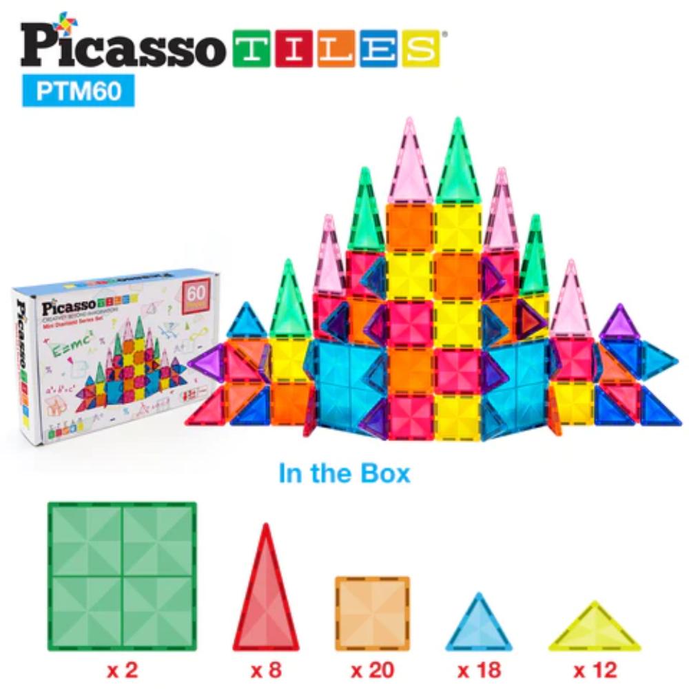 Picasso Tiles - Magnetic Mini Diamond Building Tiles - 60 Pcs
