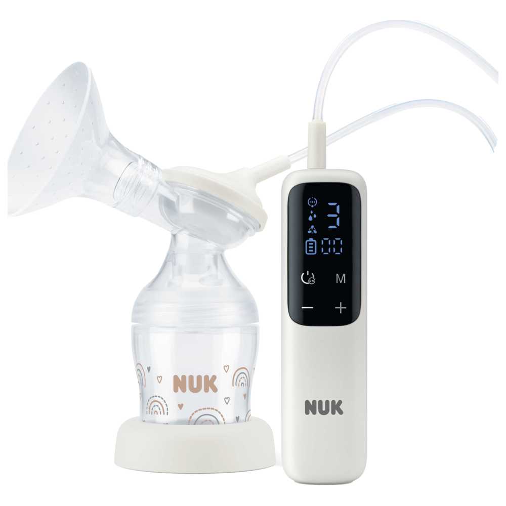 Nuk - Soft & Easy Electric Breast Pump With Perfect Match Baby Bottle - White