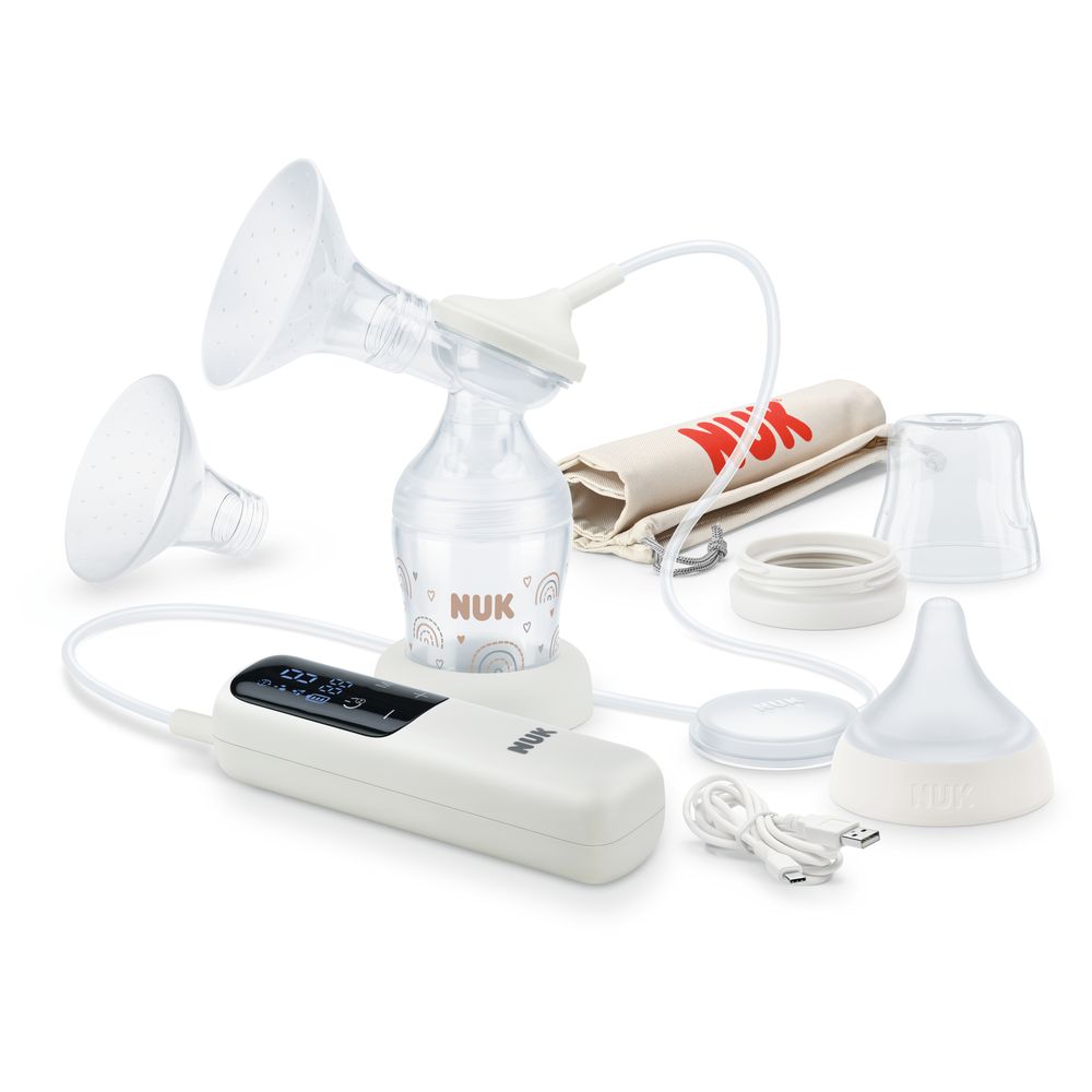 Nuk - Soft & Easy Electric Breast Pump With Perfect Match Baby Bottle - White