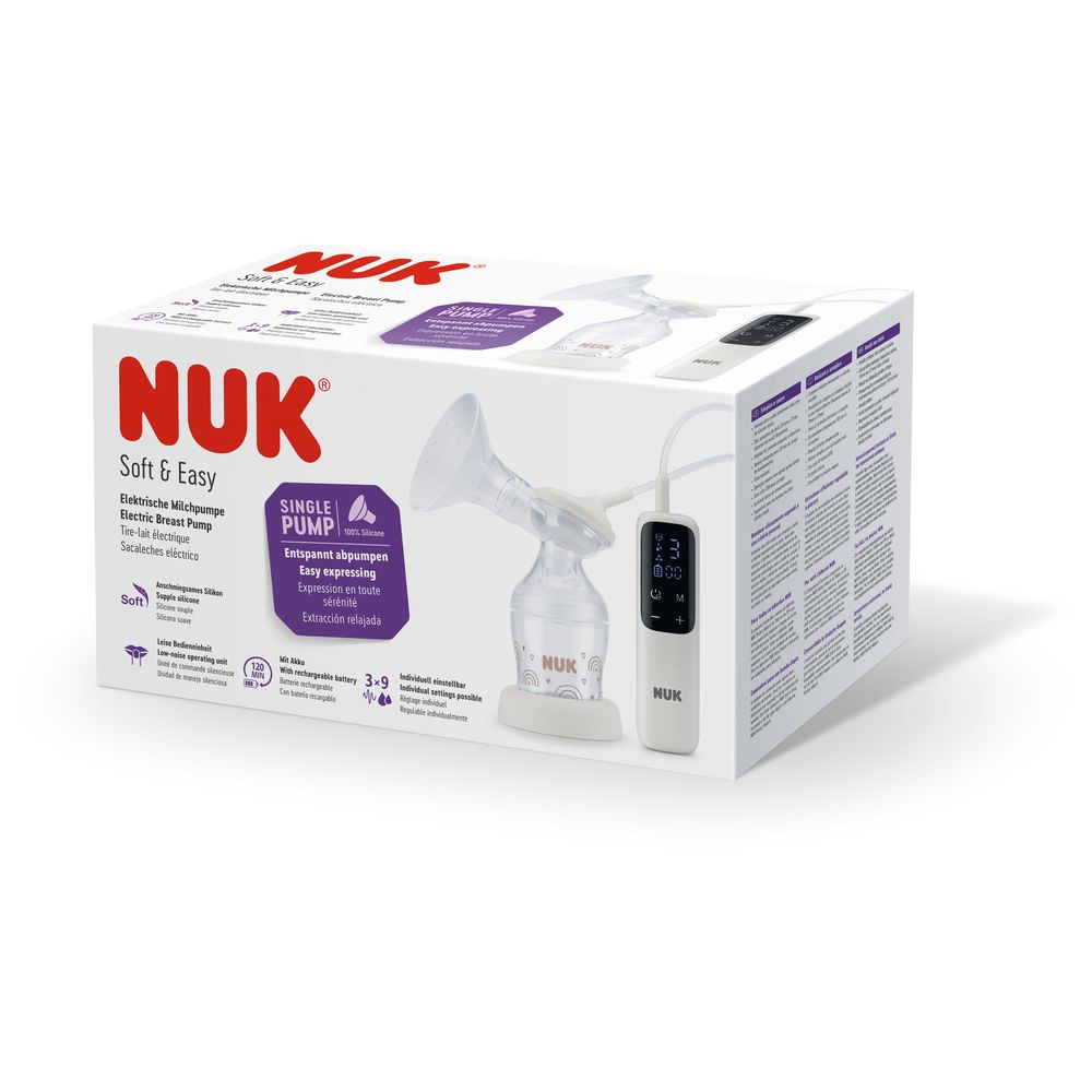 Nuk - Soft & Easy Electric Breast Pump With Perfect Match Baby Bottle - White
