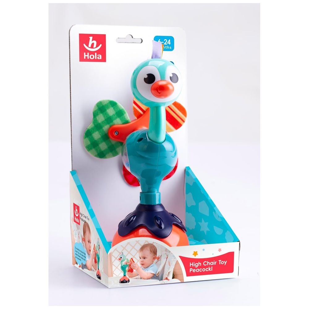 Hola Highchair Toy With Suction Mealtime Toys - Peacock
