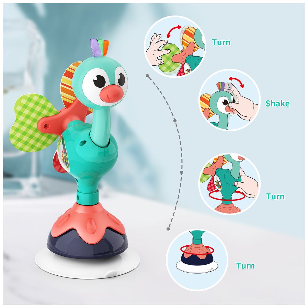 Hola Highchair Toy With Suction Mealtime Toys - Peacock