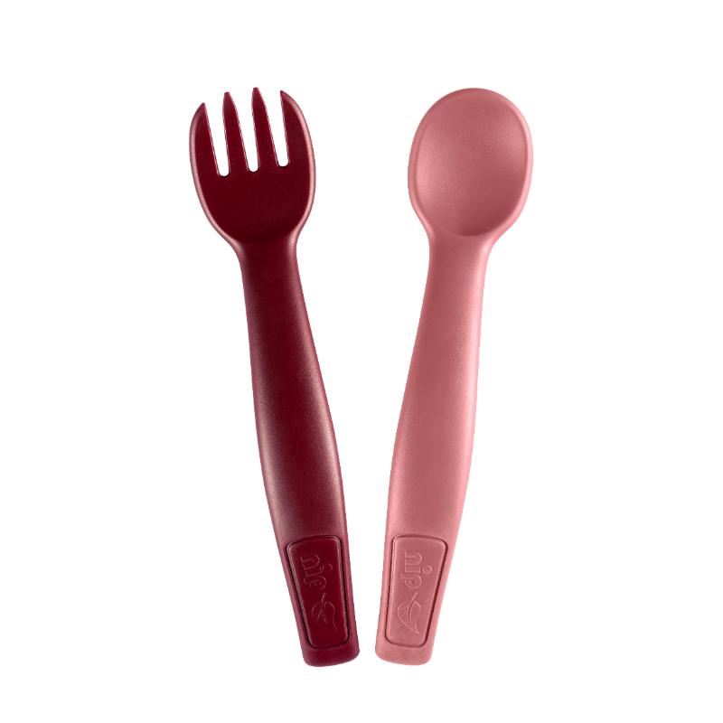 Nip Spoon & Fork Eco-Friendly Cutlery Set - 2pcs - Red
