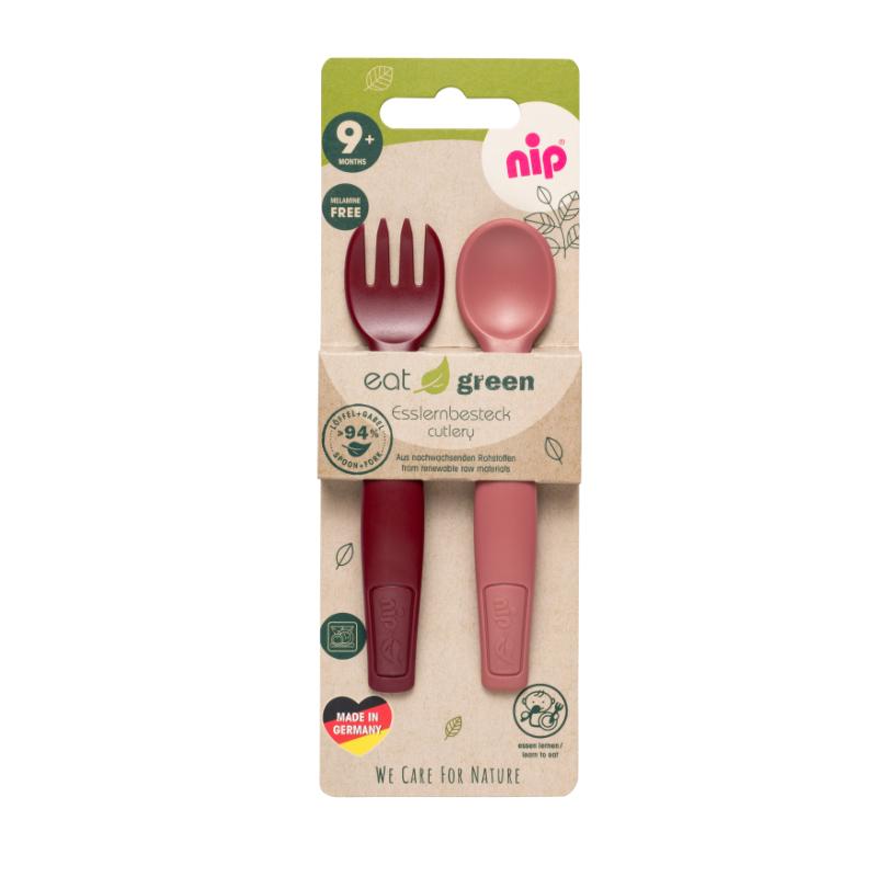 Nip Spoon & Fork Eco-Friendly Cutlery Set - 2pcs - Red